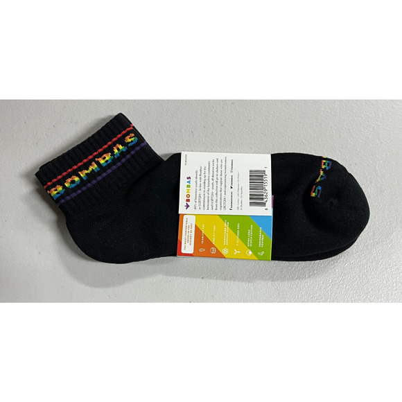 2 Pack Rainbow Bombas Bee Proud Quarter Pride Socks Black Large Unisex NWT - Picture 4 of 4